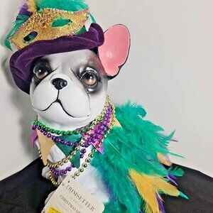 Trimsetter MARDI GRAS FRENCH BULLDOG FIGURE DECOR - NWT